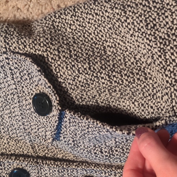 Giacca Black and White Single-Breasted Wool Winter Coat - Picture 9 of 14